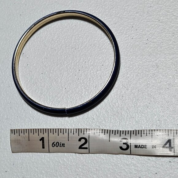 Vintage Blue Enamel Hinged Bangle Bracelet Retro 80s 90s Fashion Jewelry Women - Picture 6 of 6